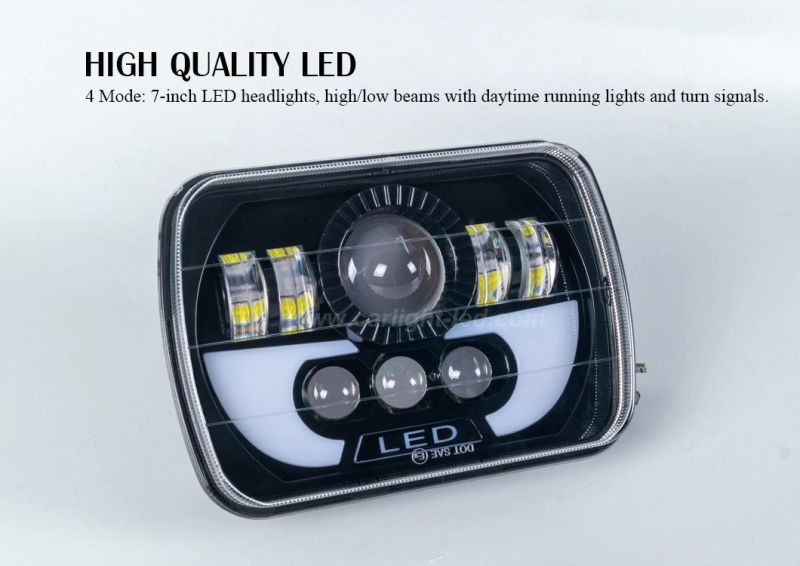 5X7 Inch Multi-Function Truck Headlight with High/Low Beam and DRL