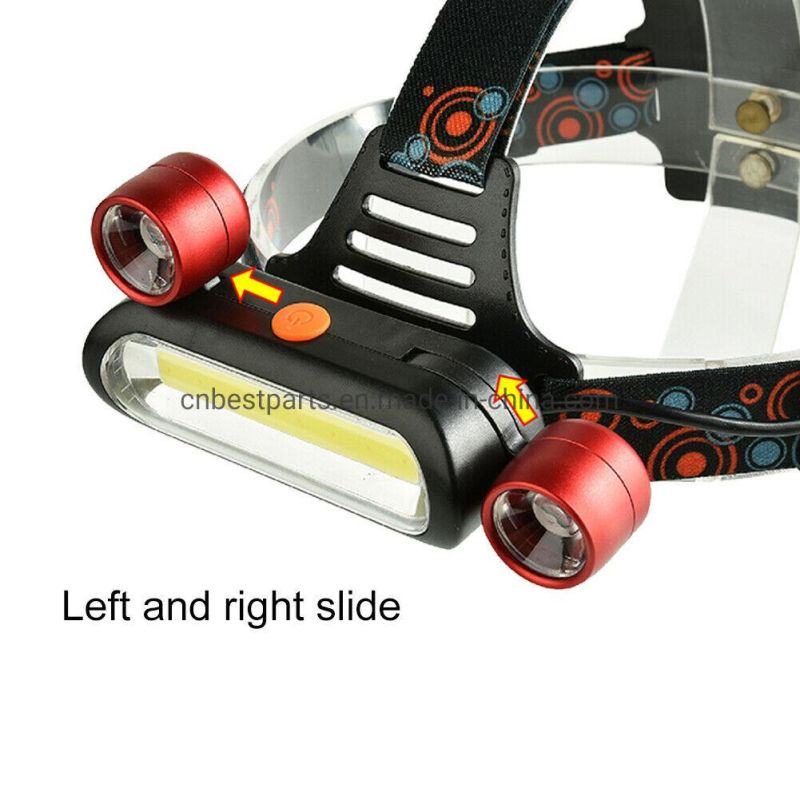 Wholesale Quality Head Torch Lamp Adjustable LED Head Torch Light 18650 Camping 4 Modes Rechargeable Headlight COB Motorcycle LED Headlamp