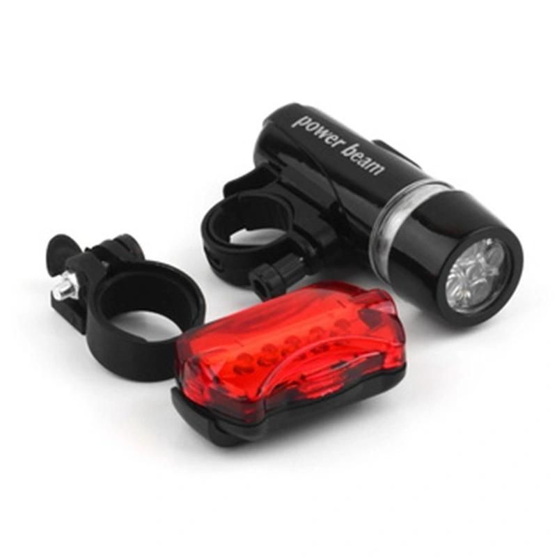 Bicycle Light Set Super Bright 5 LED Headlight Flashlight and Taillight Bike Front Rear Tail Light