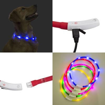 Silicone USB Rechargeable Waterproof Safety Pet Dog LED Collar Light