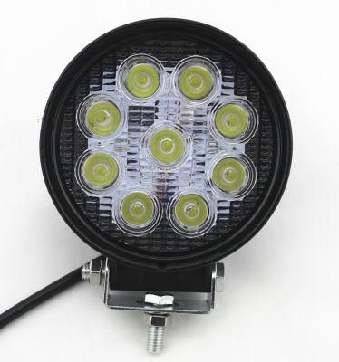 Good Quality Powerful Round or Square 27W 4 Inch 9 LED Headlights with Base for Excavator Lights, Forklifts, Auxiliary Lights LED Work Light