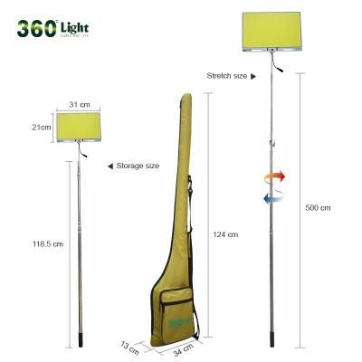High Power 12V 53W 5m Telescopic Rod LED Outdoor Fishing Light for Road Trip Camping Lantern Lamp with Remote Controller