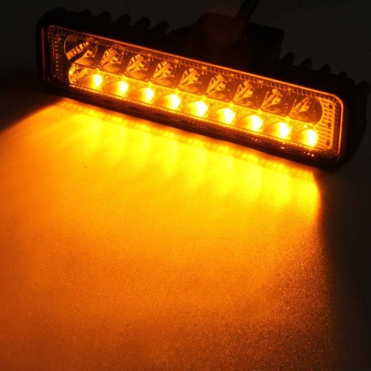 12-24V 6 Inch LED Light Bar for Auto Motorcycle Truck Boat Offroad Working Light 54W White Amber LED Work Light Bar