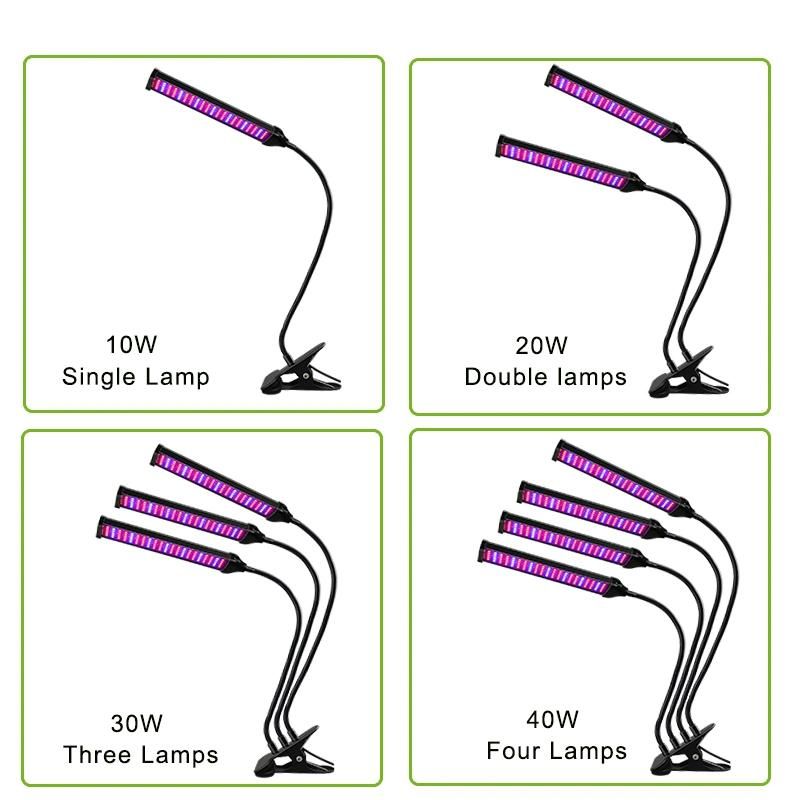 Dual Two Head LED Grow Lights with Timer and Telecontroller 8W LED Clip Desk Lamp with for Officehome Indoor Garden Greenhouse