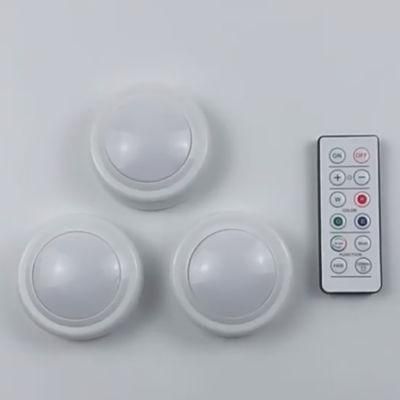 Wireless Remote Control LED Closet Cabinet Wardrobe Bedroom Night Mini Puck Light Lamp