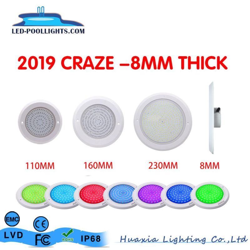 2020 New 8mm Ultra-Thin 18W Wall Mounted Underwater LED Swimming Pool Light for Piscina