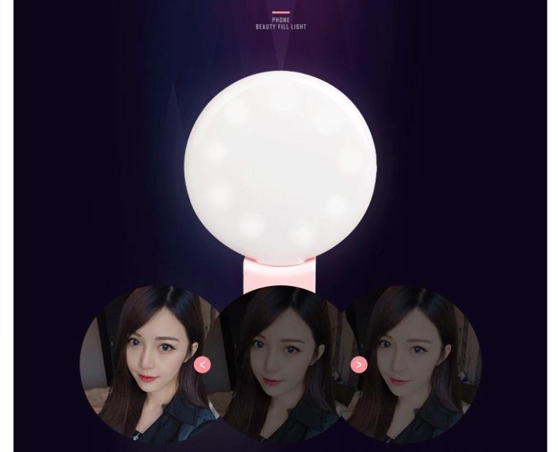 Rechargeable Selfie Mobile Camera Ring Light Clip LED Light