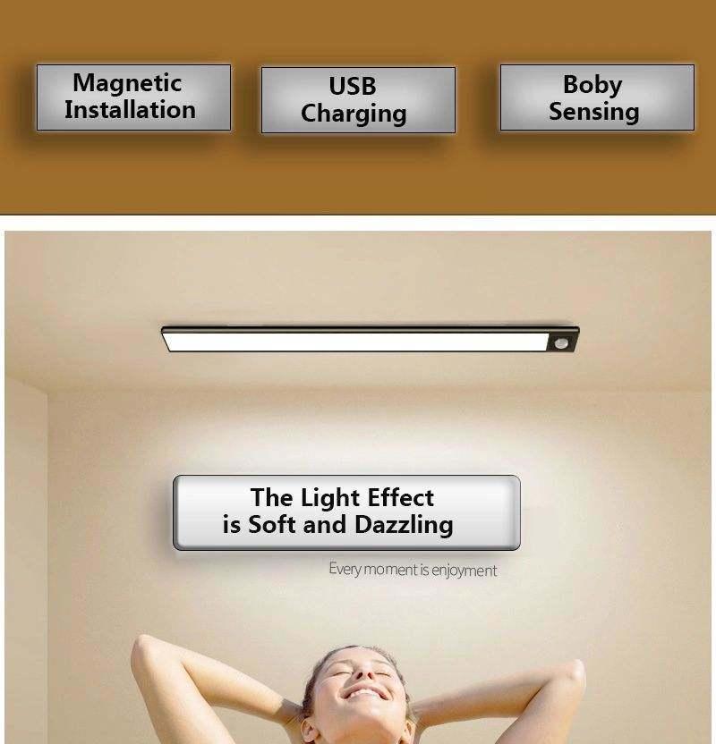 LED Cabinet Light Clear Luminous USB Body Lamp Furniture Light OEM Switch Magnetic Wall Motion Sensor Under LED Cabinet Light