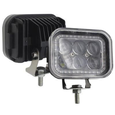 18W Square Bright LED Spotlight Work Light Car SUV Truck Driving Fog Lamp with Blue Halo 5D Lens