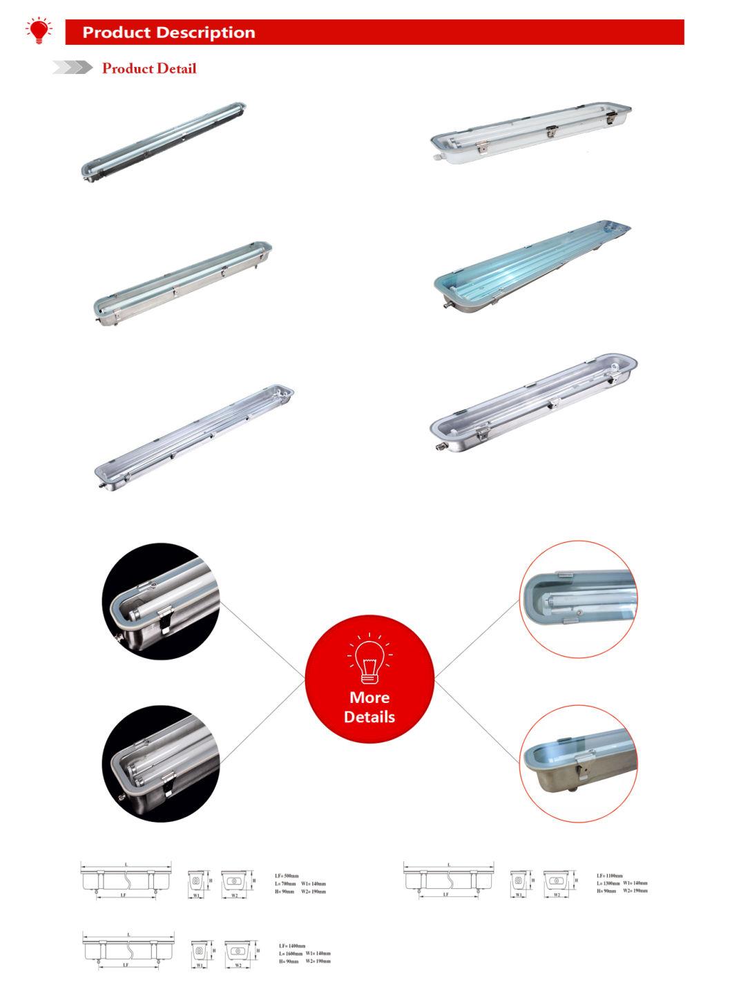 Stainless Steel Waterproof Outdoor IP65 Fluorescent LED Tube Lighting Fitting