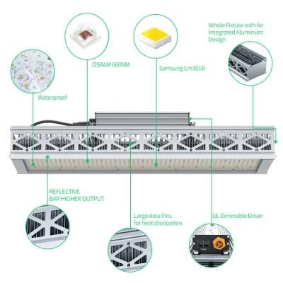 Top Selling Greenhouse Grow Light 320W Full Spectrum LED Grow Light Bar IP65 Waterproof LED Plant Grow Light