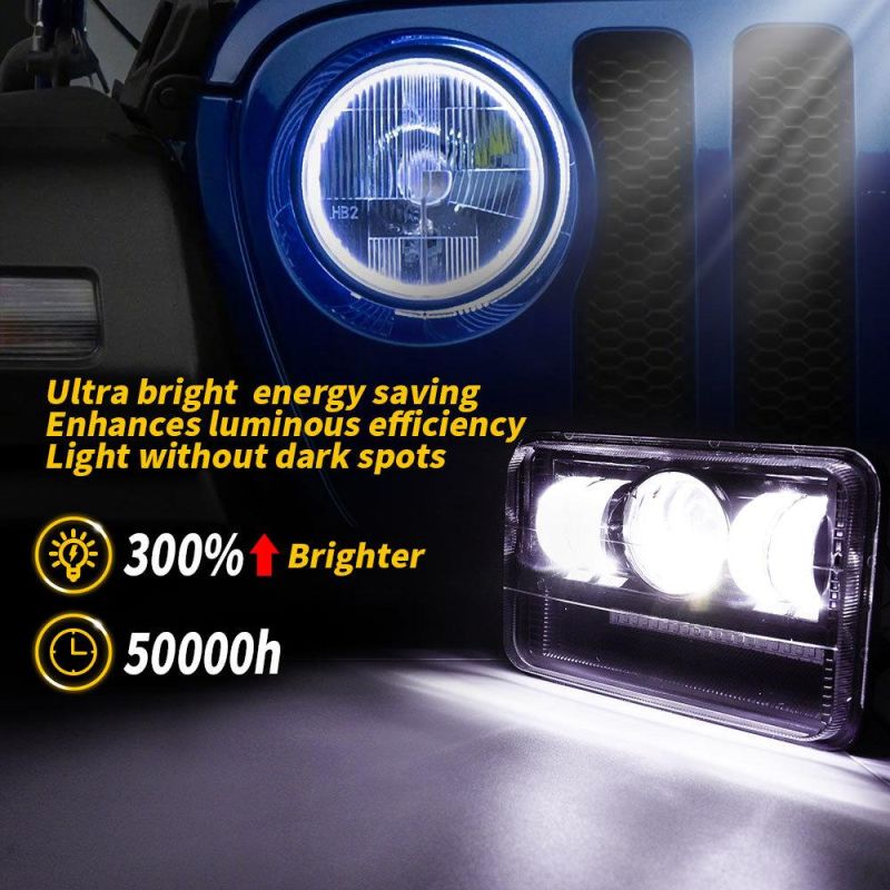 Dxz Truck Accessories 6inch LED Headlight Red+Blue Flashing with DRL for Jeep Wrangler High/Low Beam LED Headlight for Trucks Motorcycle