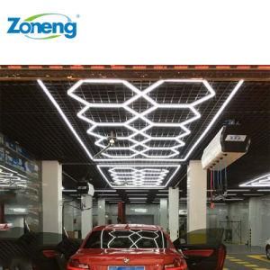 Fast Install LED Ceiling Lights for Indoor Car Wash Workshop Hexagon LED Light Car Detailing Light
