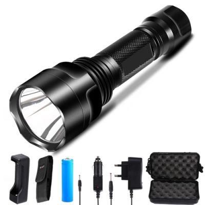 C8 Tactical LED Flashlight T6/L2/COB+T6 Torch for Riding Camping Hiking with Side COB Work Light Design by 18650 battery