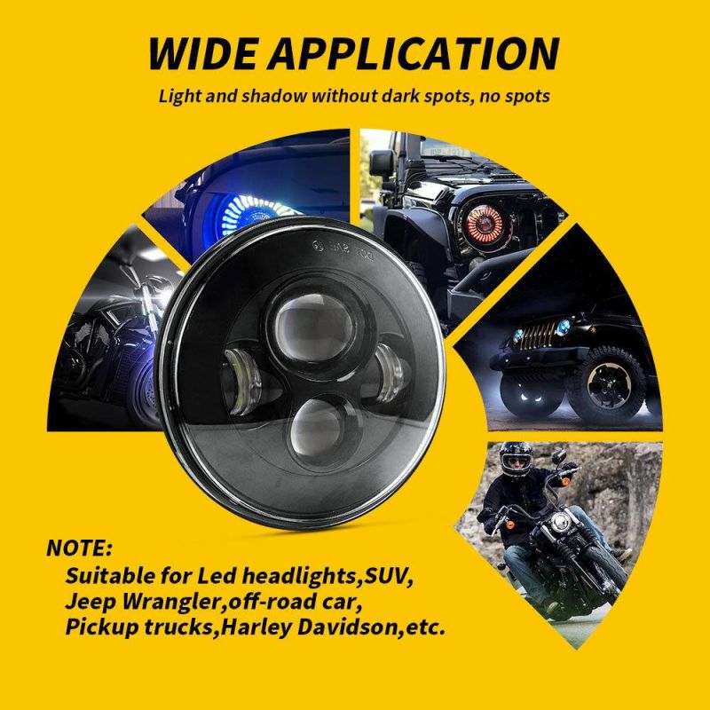 Dxz Logo DOT 12V 24V Harley Motorcycle Jeep 7 Inch Thin Section Without Aperture Round LED Headlight for Cars SUV Waterproof H4 H13