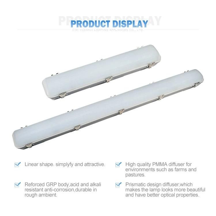 IP65 15W-65W 0.6m 1.2m 1.5m LED Tri-Proof Light GRP Body, LED Linear Triproof Light