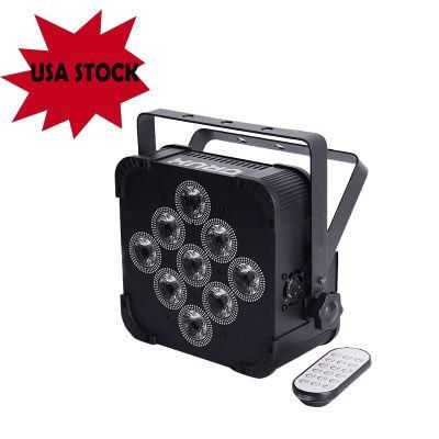 EU Stock 9X18W Rgbawuv Batery Wireless DMX512 Stage Disco LED PAR Light