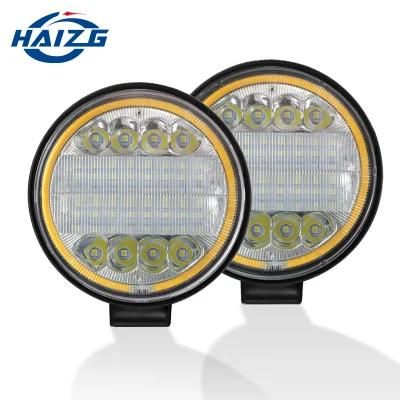 Haizg LED Round Light Bar 72W White Spot Light with Amber Angel Eye DRL Marker Light LED Work Light for Vehicles