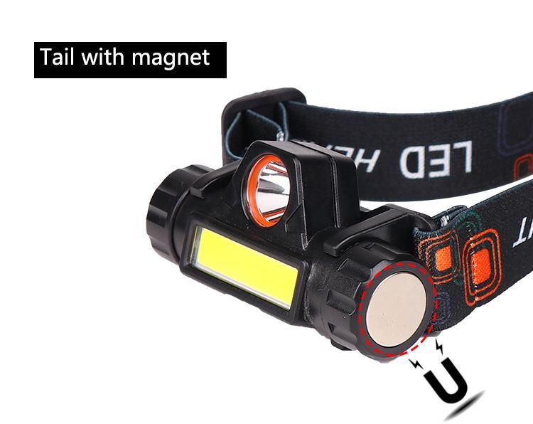 Waterproof Sensor Headlight Headlamp with COB LED Built in USB Rechargeable Battery Working Light