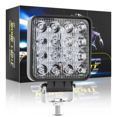 Dxz Tuff Plus 12V 24V 48W 42mm 4inch 16LED Super Bright Square Emergency Truck Offroad Car LED Work Light