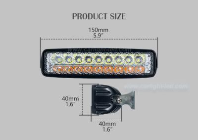 White/Amber Lights Bar 6 Inch Flood Fog Road Boat LED Driving Light for SUV Jeep