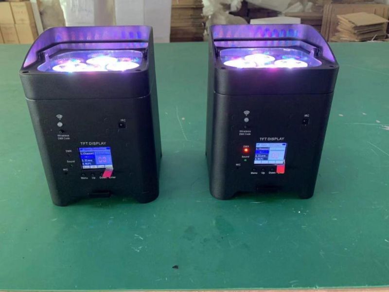 LED PAR Light 6PCS 6 in 1 Rgbwauv Hight Brightness Battery WiFi DMX LED Stage PAR Light for Club Event