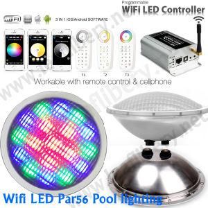 18X3w RGB Smart WiFi LED PAR56 Pool Light, PAR56 Pool Light, Wireless LED Pool Light, 316 Stainess Pool Light