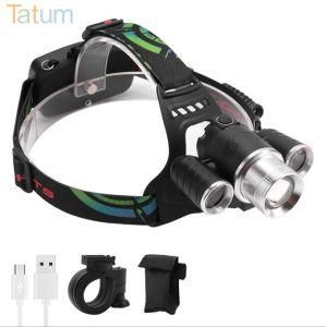 Brightest and Best LED Headlamp 3000 Lumen Flashlight Rechargeable 18650 LED Headlights Waterproof Hard Hat Miner Light