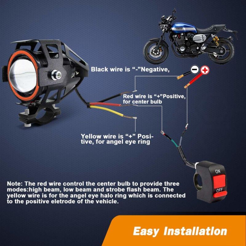 Factory Supply Motorcycle Lights Bulb Fog Headlight LED Driving Light Spotlight Driving Lights White Halo Ring Hi/Low Beam