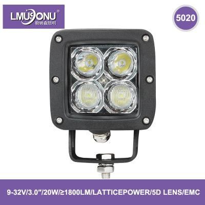 5020 5D Lens LED Auxiliary Light Work Light 9-32V for Car Truck 3.0 Inch 20W 1800lm CE EMC