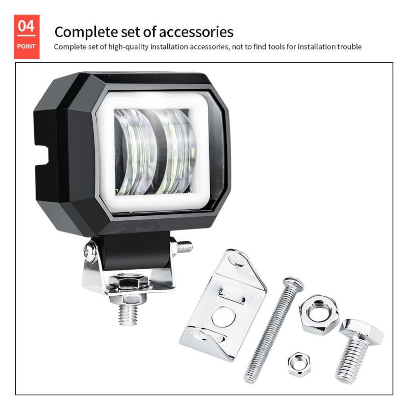 Dxz Angel Eyes Square Lamp 7D 20W LED Waterproof Light Bar Spot Light Motorcycle Offroad Car Boat Work Light