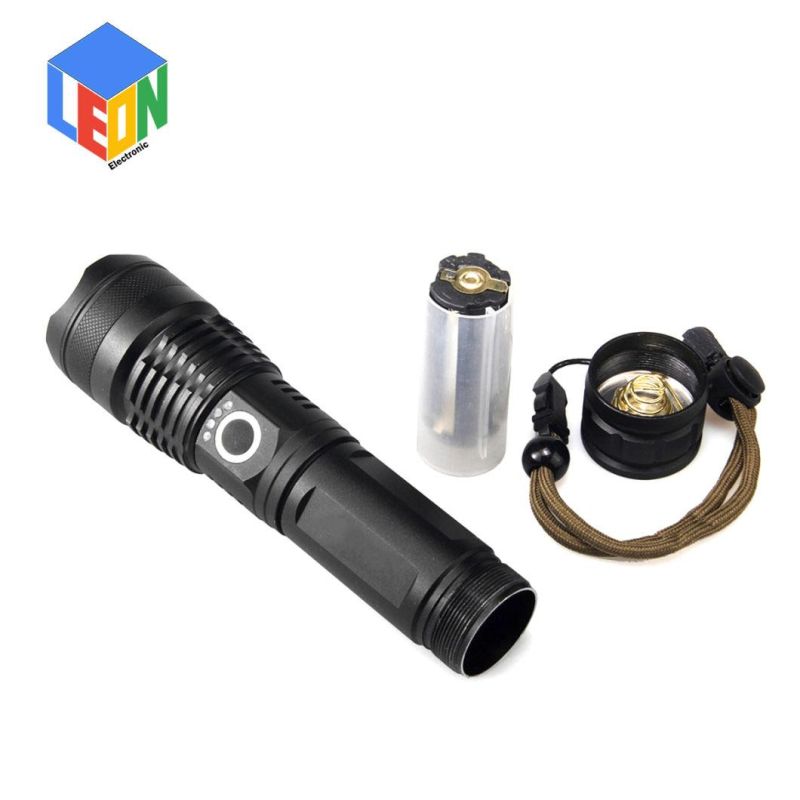 High Power USB Rechargeable Outdoor Camping Searching Work Aluminum LED Flashlight with Zoom in and Zoom out Function