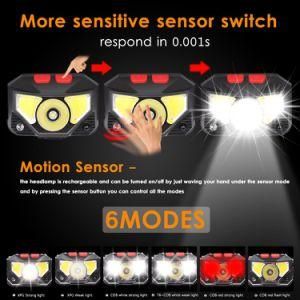 6 Modes Hand Free 3000lm Motion Sensor Waterproof LED Headlamp