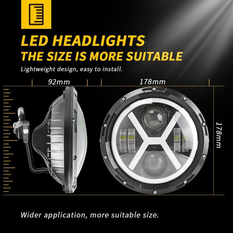 Dxz 7 Inch Thick X Shape LED Driving Headlight for Jeep Wrangler Motorcycle Hummer