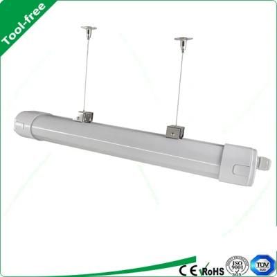 Tool-Free IP65 LED Tri-Proof Light with 150lm/W