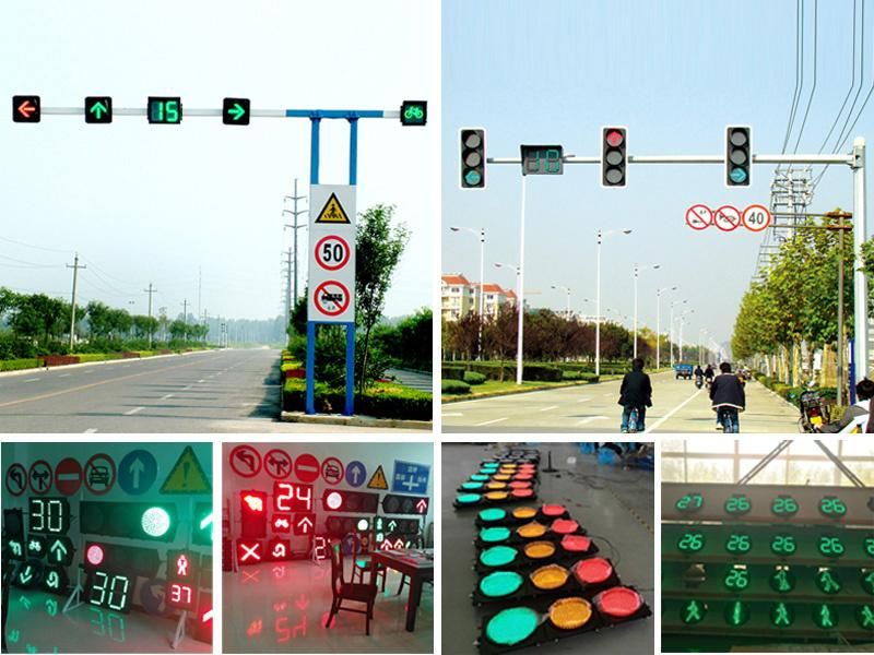 Pedestrian Crossing Road Solar Street 300mm DC 24V 3 Colors LED Traffic Warning Light
