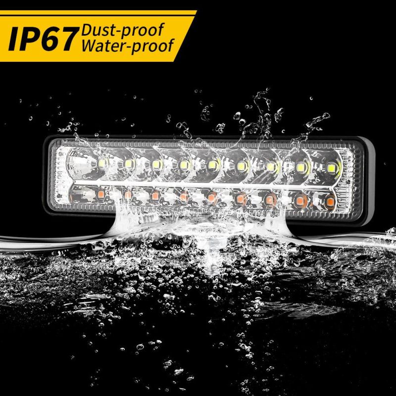 Dxz 18SMD 6inch Waterproof High Power Double LED Driving White and Yellow Warning Daytime Running Light Lamp
