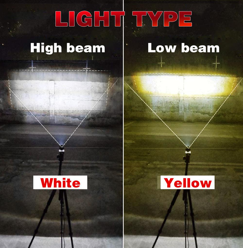 Car Parts ATV UTV Front Lamp High Low Beam Dual Color LED Headlight, Motorcycle 3000K 6000K Car Fog LED Work Lights