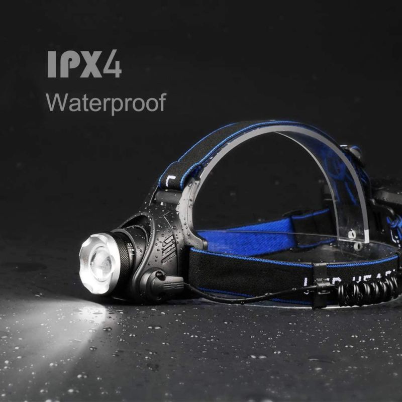 Ts Lighting USB Rechargeable Red Safety Light Headlamp with LED T6 Head Lights 18650 Lithium Head Lamps