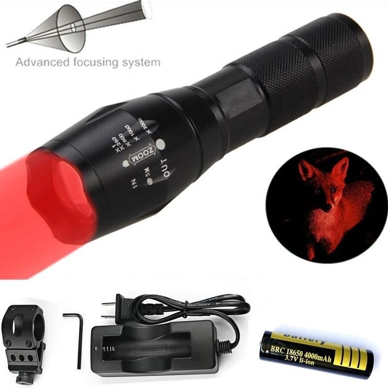 Red Light LED Remote Pressure Switc Zoomable Hunting Tactical Flashlight