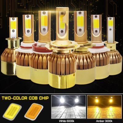 Focos LED H4 LED H7 LED Bulb 3000K 6000K Luz LED H1 H3 H11 Hb3 9006 Hb4 880 LED Dual Color Yellow White Headlight C6