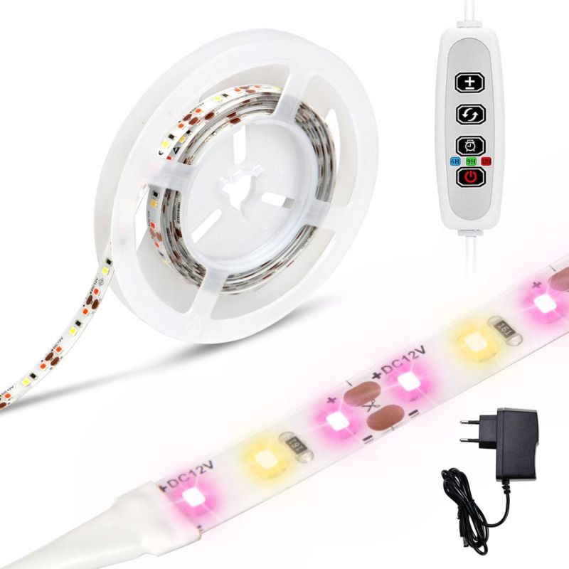 Dimmable LED Grow Strip Light with Remote Control DC12V Grow Light for Plants Flowers
