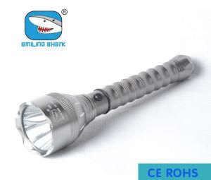 Silver High Power LED Rechargeable Flashlight Spotlight Torch