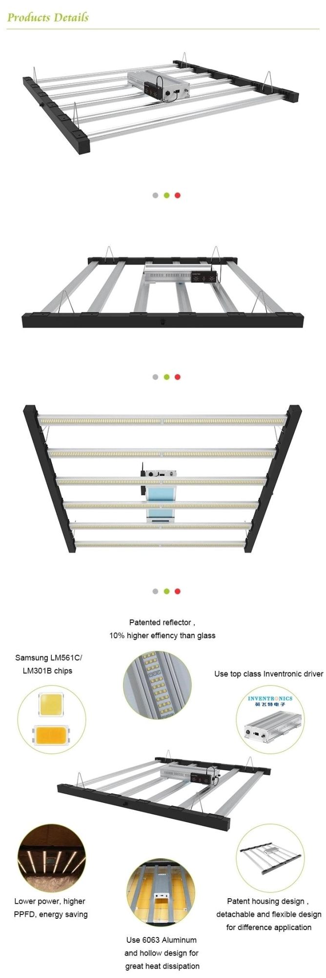High Power Multi Bar 800W 1000 Watt Full Spectrum Foldable LED Grow Lamp for Medical Plants