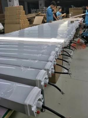 0.6m/0.9m/1.2m/1.5m 20W/30W/40W/50W/60W/80W IP65 Linear Emergency LED Tri-Proof Light for Parking Lot Lighting