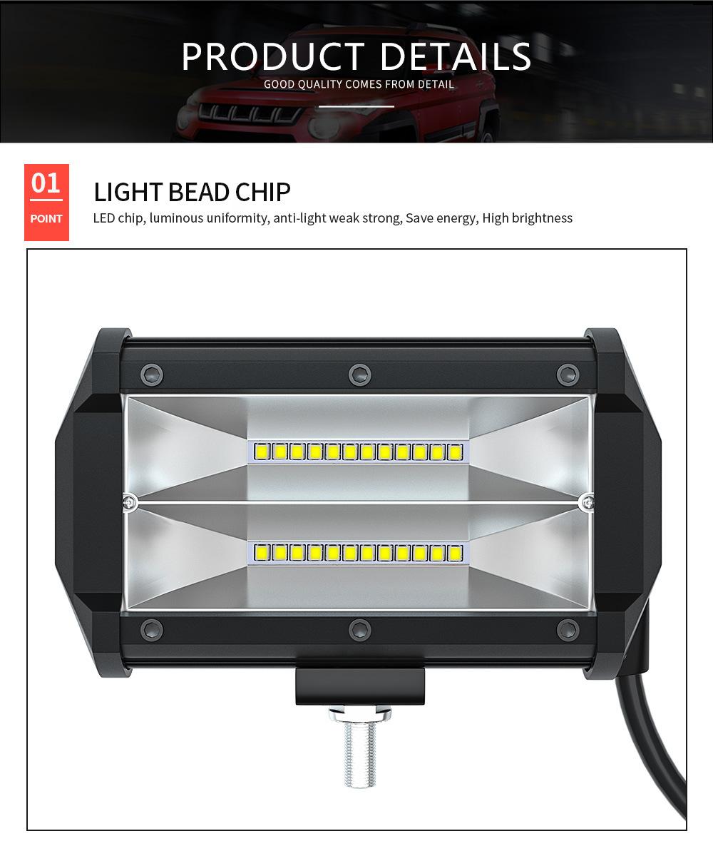 Dxz Floodlight Bar 5inch 24LED 72W 2 Row High Power Double Row 3030 Truck LED Work Light Bar for Car