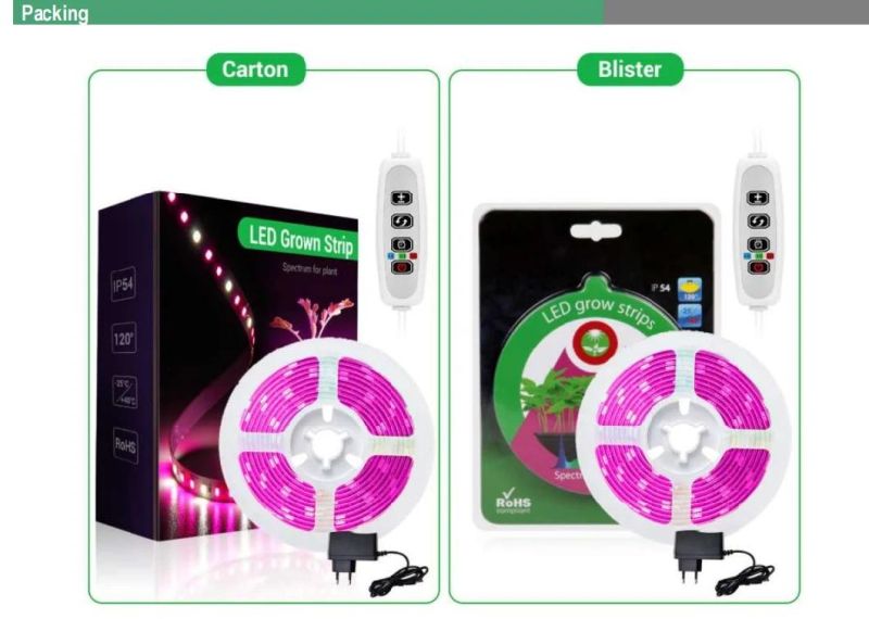 Indoor Full Spectrum Waterproof Plant LED Grow Light 12V SMD2835 LED Strip for Vegetable Cultavation Growth 36W 2reel 4m Length
