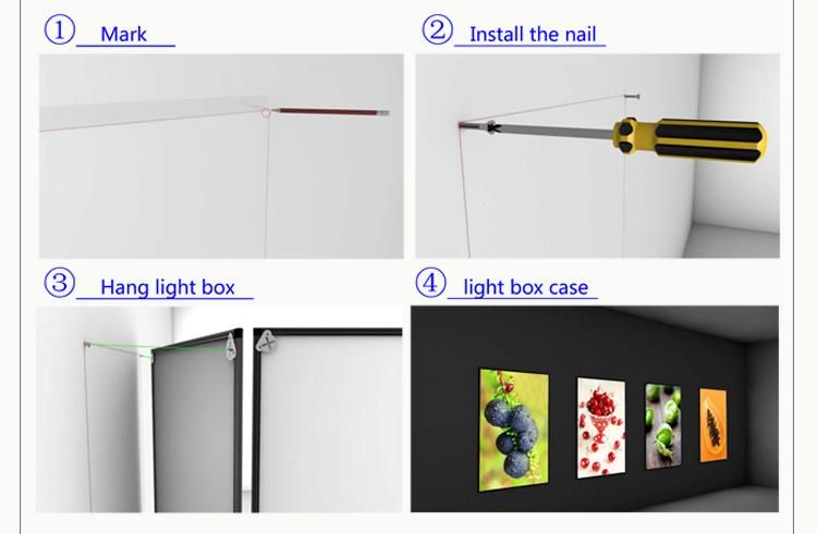 A4 Cinema Advertising Light Box Ultra-Thin Menu Aluminum LED Frame Tempered Glass LED Light Box