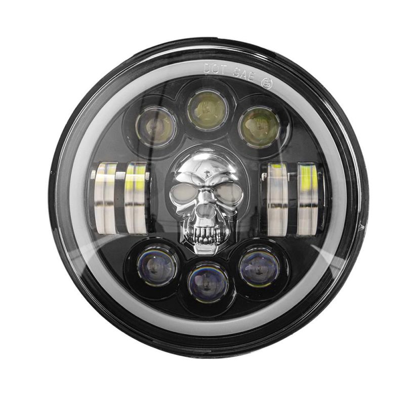Dxz Angel Eye Daymaker Motorcycle Projector LED Headlamps RGB Round Jeep 7 Inch LED Headlight Ghost Head Skull Colourful