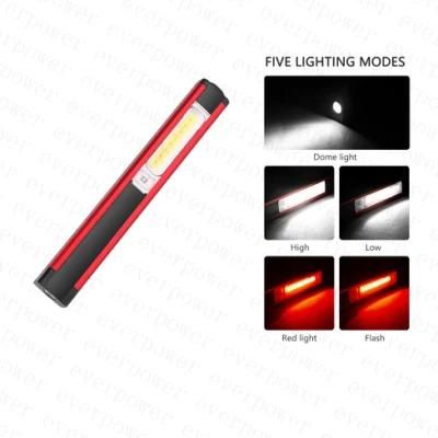 Rechargeable USB COB Pocket Pen LED Flashlights with Magnet Clip